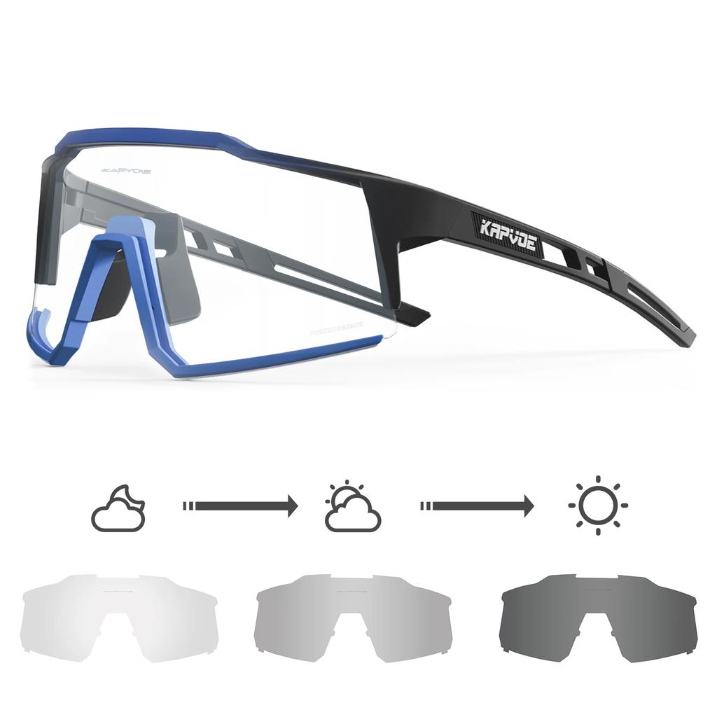 Kapvoe Photochromic Sunglasses Men Cycling Glasses UV400 MTB Clear Mountain Bike Transition Bicycle for Women Sports Eyewear