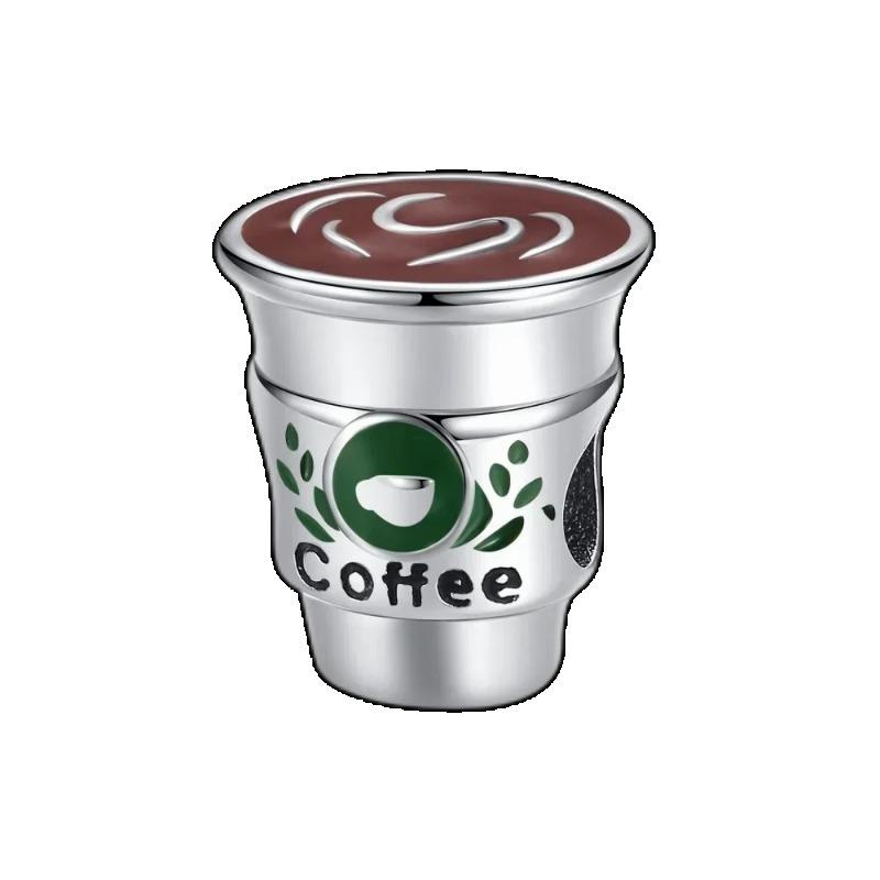 925 Silver Coffee Cup Charm Bead for DIY Bracelets Necklaces Pendants Handmade Jewelry Gift for Women Men