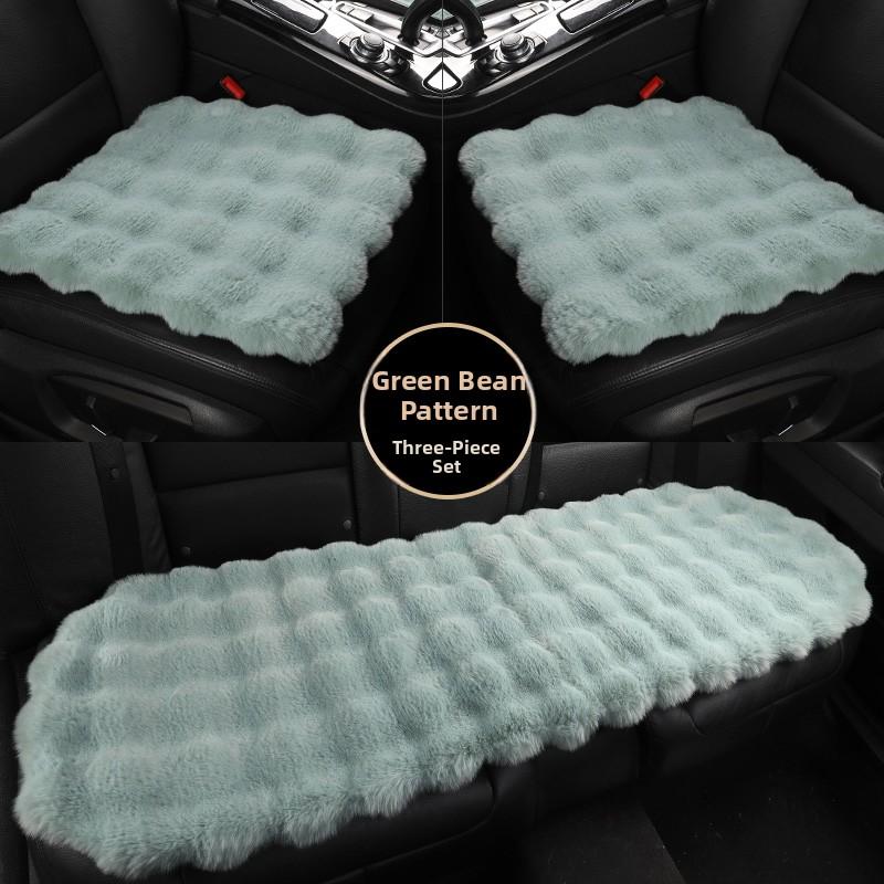 Heated Car Cushion Winter Warm Comfortable Bubble Velvet Simulation Rabbit Fur Car Pad 5 Seats Non-Backrest