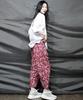 Deumakeu Circle Paisley Straight Baggy Fit Pants Burgundy