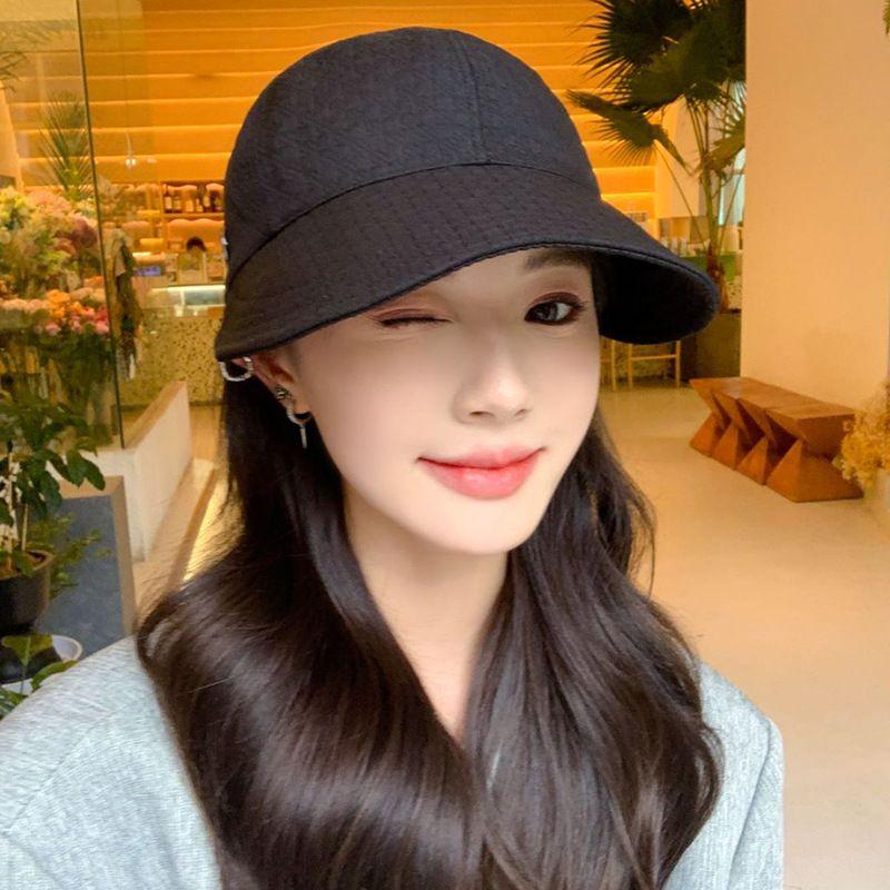 

Women Summer Wide Brim Sun Protection Sun Hat Big Head Circumference Make Your Face Look Smaller Fisherman Hat Korean Style Versitile Fashion Brim Hat E-507 black cap All yards