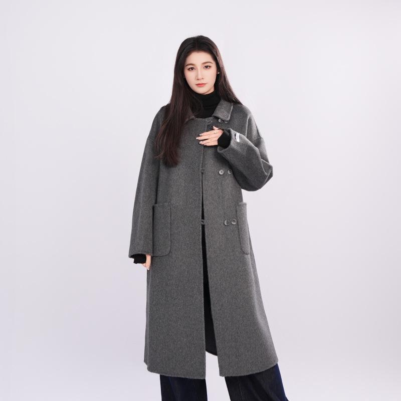 

Носите атмосферное шерстяное пальто осенью и зимой, новое популярное двустороннее длинное пальто 412 M