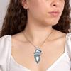 Dendritic Opal Sky Blue Topaz  Mother's Day Silver Jewelry Pendant  2.5"