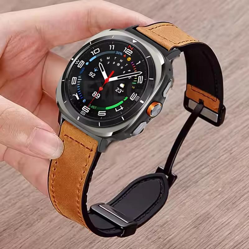 Leather Silicone Watch Band for Samsung Galaxy Watch 7 Ultra 47mm Magnetic Watchband for Samsung Galaxy Ultra 47mm Watch Straps