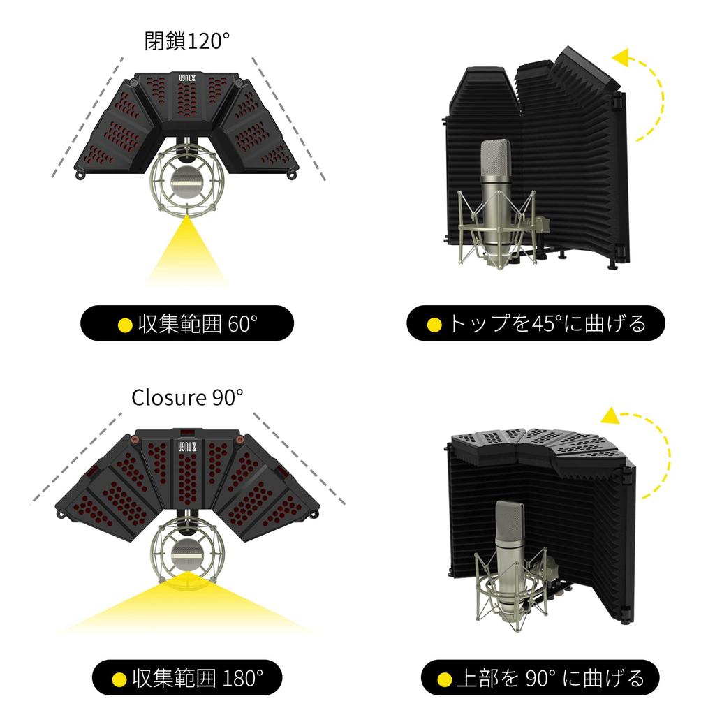XTUGA Reflexionsmikrofon Schallschutz Faltbares Material für Gesangsaufnahme und Rundfunk Reflexionsaufnahme Schallabsorbierendes Material Filter,
