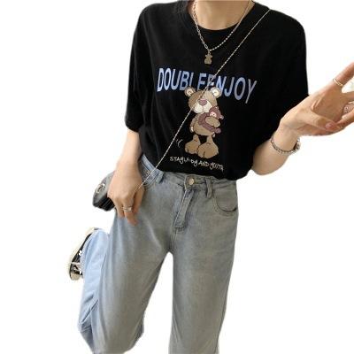 White bear t-shirt on clothes women's new summer small short-sleeved Korean version loose ins tide