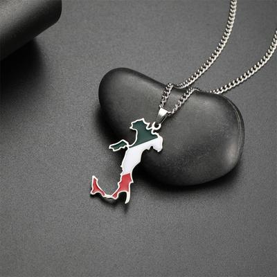 Emaille Italien Karte Flagge Anhänger Halskette Damen Edelstahl Gold Silber Farbe Neuer Charm Italienischer Patriotischer Schmuck Geschenke