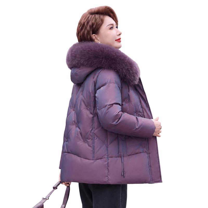 Yalu Women's Elegant Embroidered Hooded Down Jacket