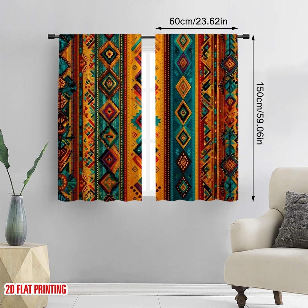 2D flat printing 2pcs Party Curtain African stripe Versatile Fabric Without Electricity Festive Curtains Perfect for New Year
