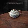 Ru kiln twisted branch lotus hand grab pot cover bowl teacup single high-end retro blue and white tea with lid ceramic kung fu tea set