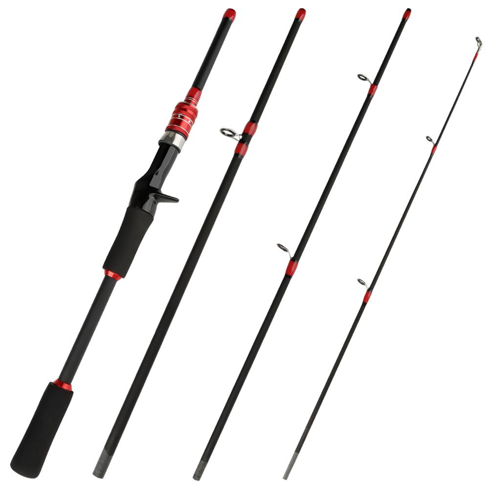 FTK NEW 1.8M 2.1M  Red Telescopic Fishing Rod Carbon Fiber Lengthen Wooden Handle Spinning Casting Rod Portable Trout Rod
