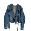 Women's Retro Distressed Patchwork Denim Jacket - Casual Loose Petite Stylish Short Design