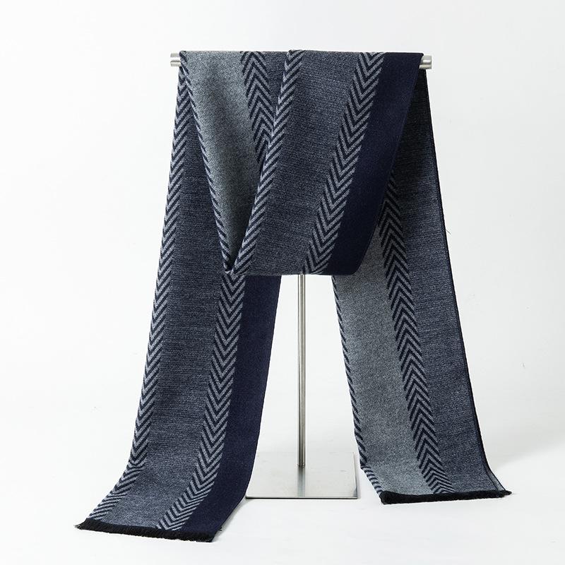 2024 Men's Brushed Imitation Cashmere Scarf - British Style, Business Casual, Autumn/Winter Accessory