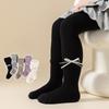 Girls Bowknot Cotton Tights Spring Autumn Vertical Striped Leggings For Kids Pure Color Versatile Children's Pantyhose 2-7Years