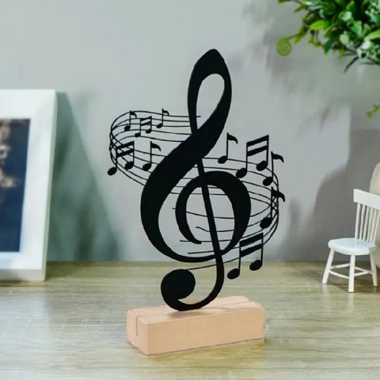Artistic Metal Note On Wooden Base Stylish Room Decoration Ideal For Gift And Display
