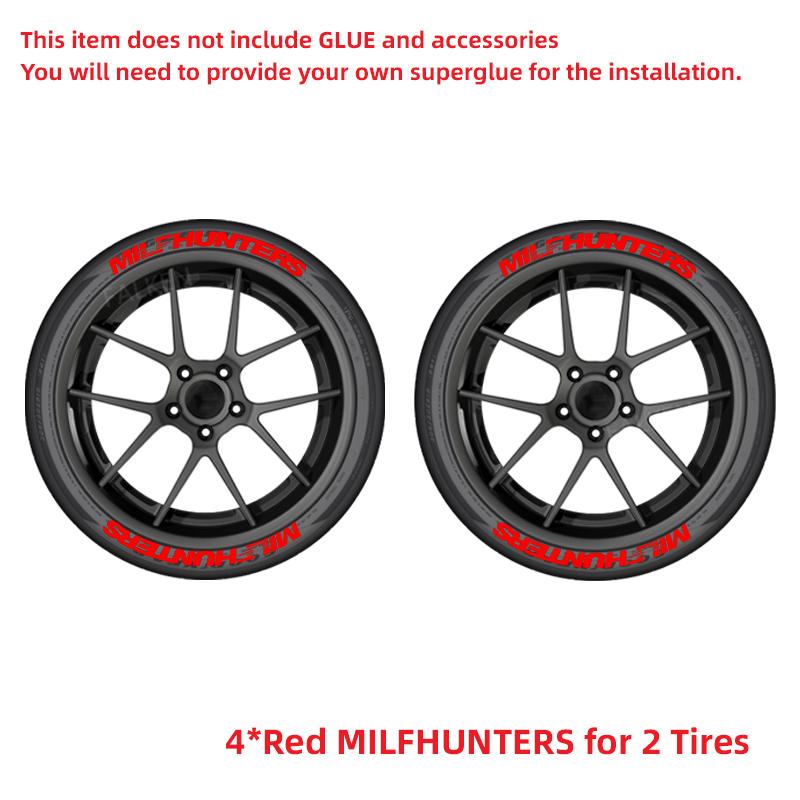 MILFHUNTERS 3D Tire Letter Decals PVC Waterproof Funny Racing Wheel Stickers Car Accessories