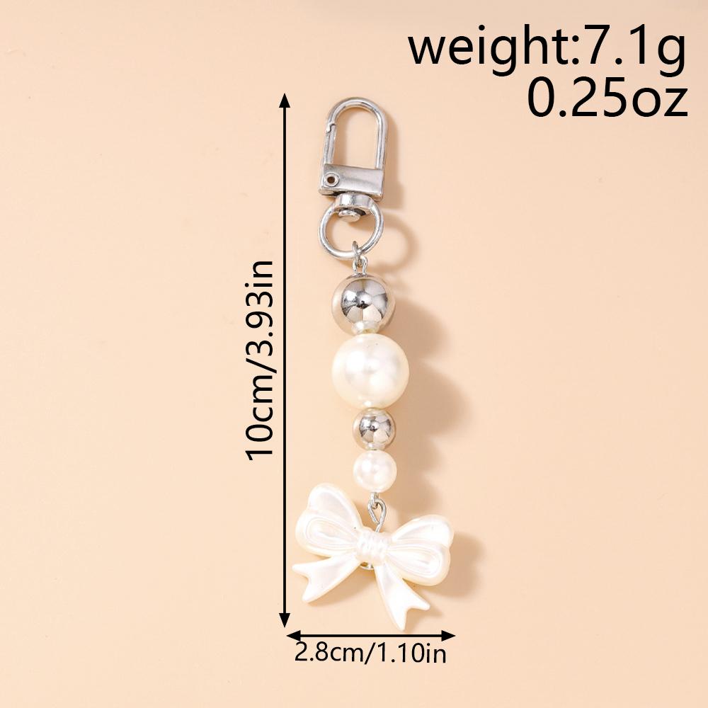 Cute Bowknot Keychain Women Girls Pearl Beaded Key Ring Pendants for Handbag Decor DIY Handmade Key Chain Gifts