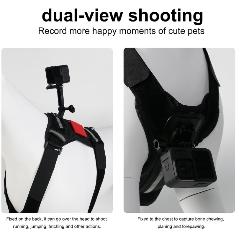 Recording Dog Harness Mount For Action Cameras Easy Clip On Design Adjustable Strap For 8-35kg Active Budding Pets