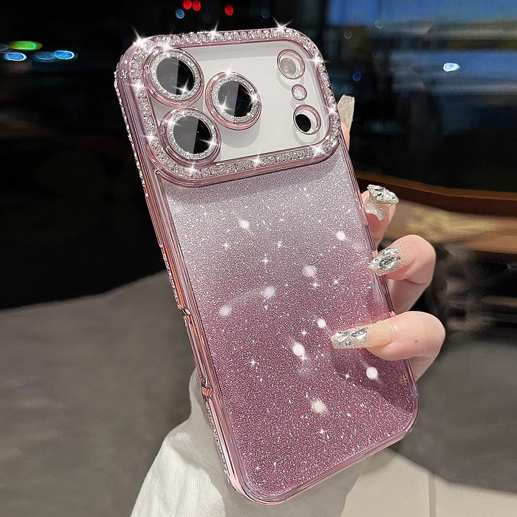 Gradient Diamond Phone Case for For Iphone 17 Pro Max 17 Air Plating Soft Cover for For Iphone 16 15 14 13 12 11 Pro Max 15 Plus