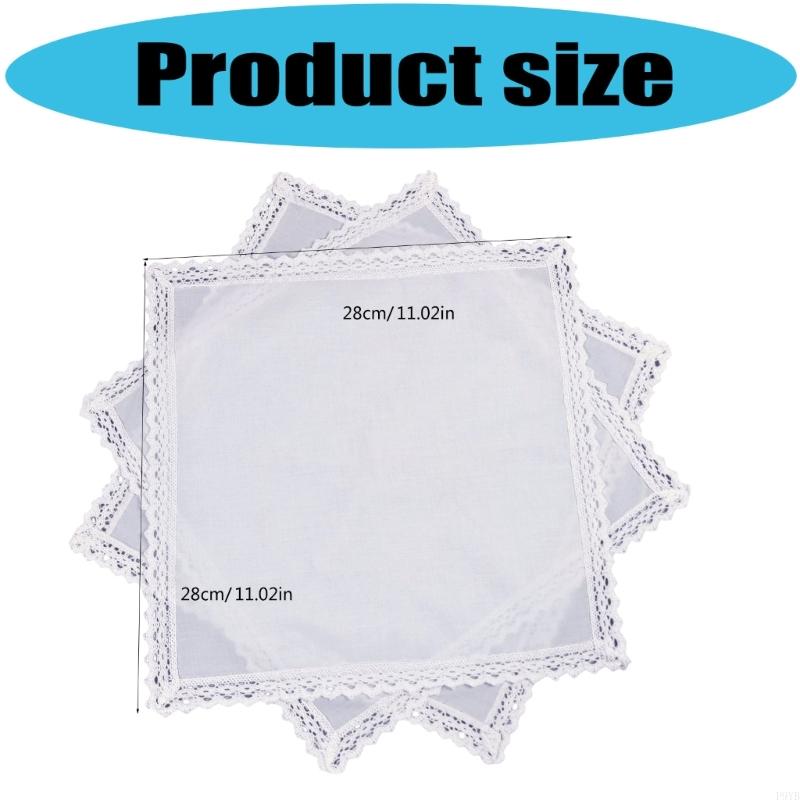 Artistic Hand Drawn Bridal Handkerchief DIY White Cotton Square Hanky Lace P9YB