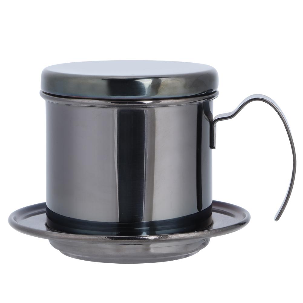 Portable Stainless Steel Coffee Drip Filter Coffee Maker Pot for Home Kitchen Office Outdoor UseBlack