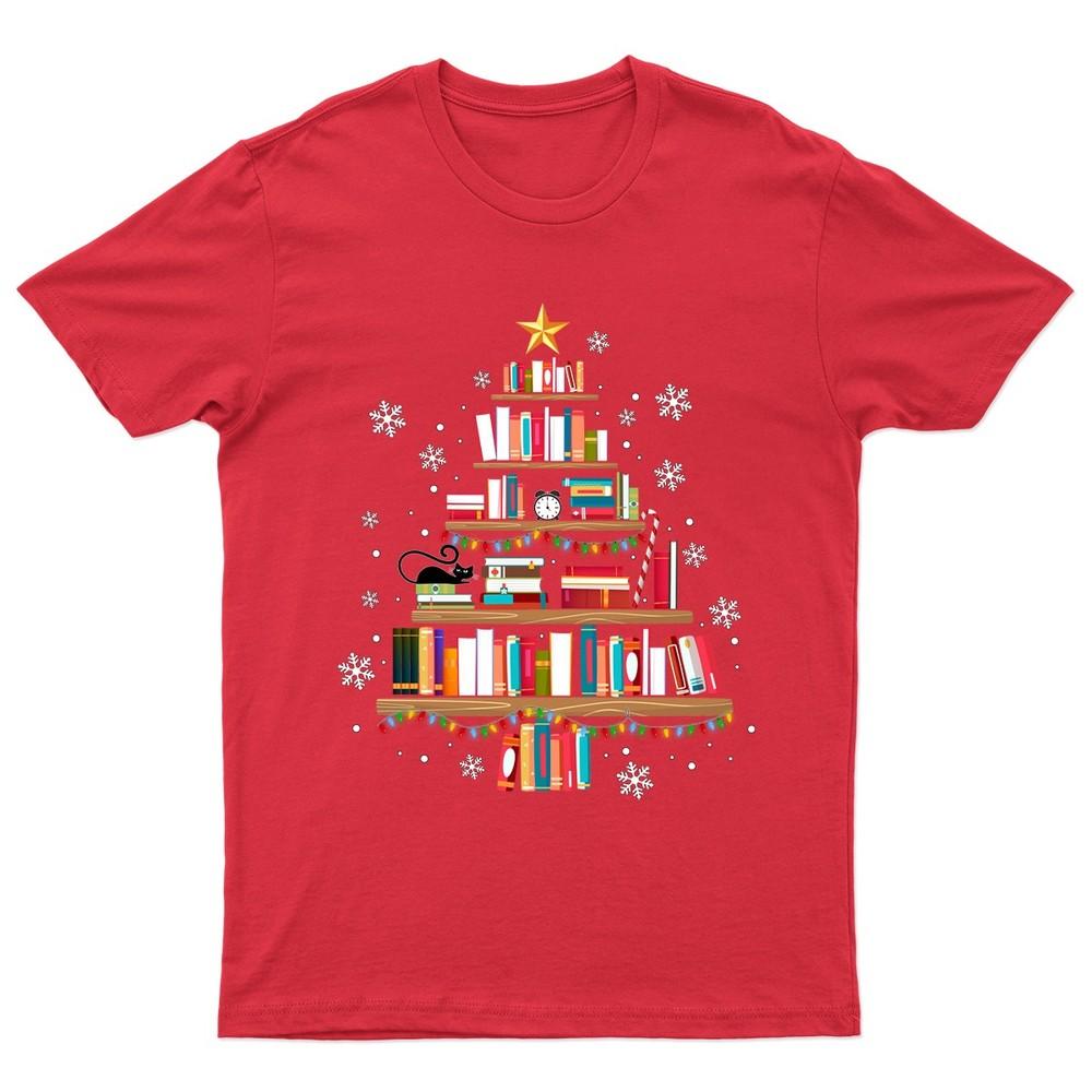 Bookshelf Christmas Reading Holidays TShirt Unisex Gift Retro Funny Unisexs