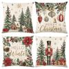 Christmas Theme Short Plush Pillow Cover Set Holiday Print Cushion Case for Living Room Sofa Home Decor 45x45cm