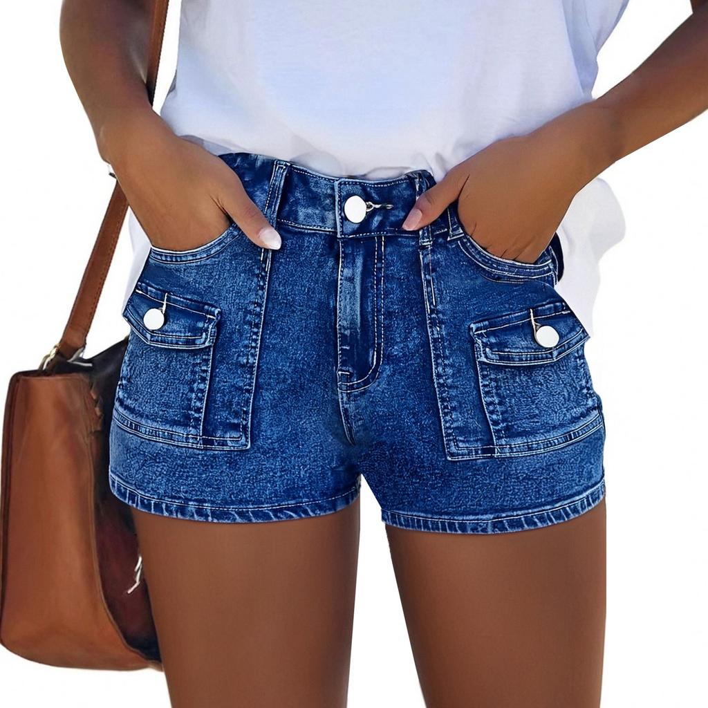 Shorts Clássicos Versáteis de Jeans Feminino de Cintura Alta
