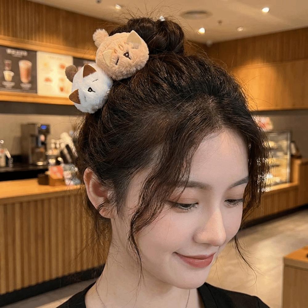 2 pcs/set Polyester Cartoon Animal Duckbill Clips 3D Tail Design Barrettes Daily