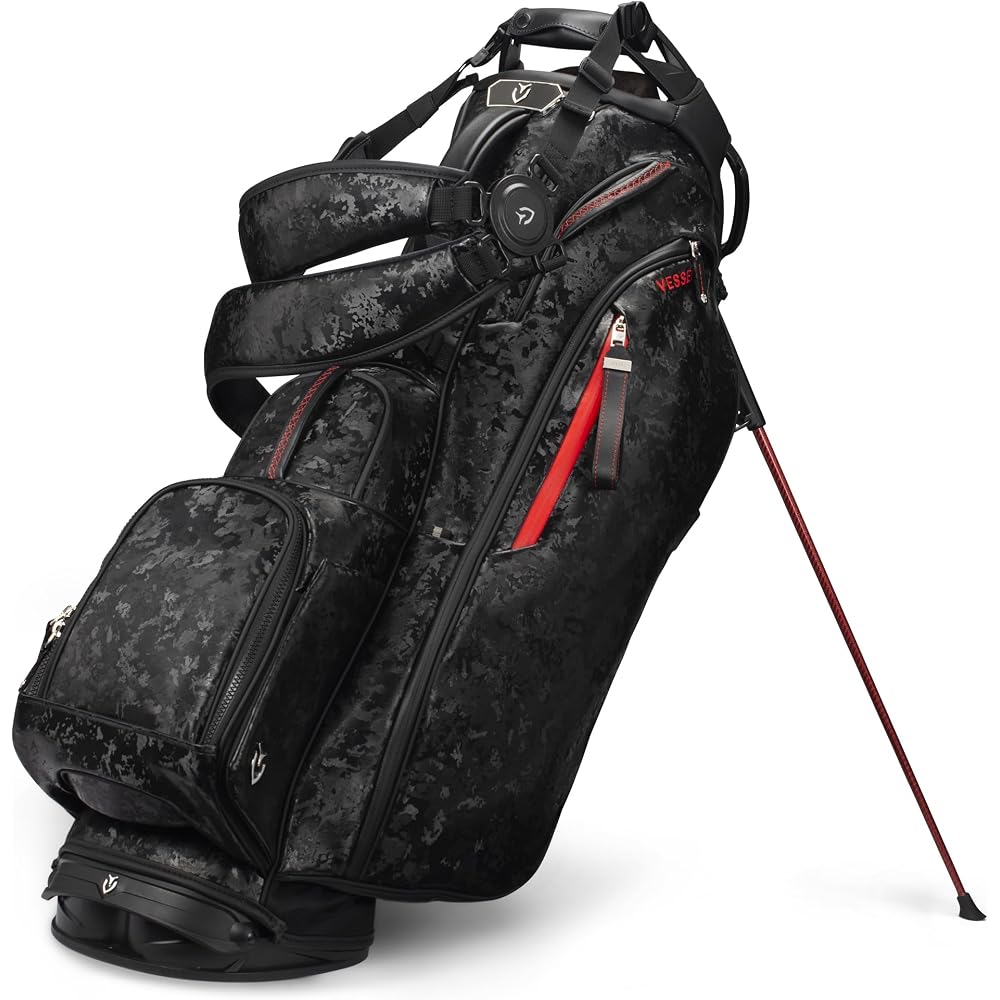 VESSEL Bezel Golf Caddy Bag Stand PLAYER 5.0 PRO Double Strap Camo Black Authentic Product
