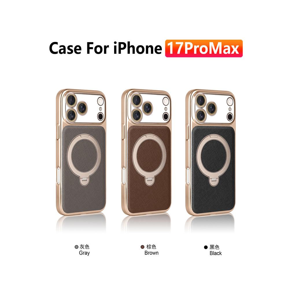 Luxury Business 360 Rotating Bracket Magnetic Leather Case for iPhone 17 Pro Max 16 Plus 15 14 13 12 11 Camera Protection Cover