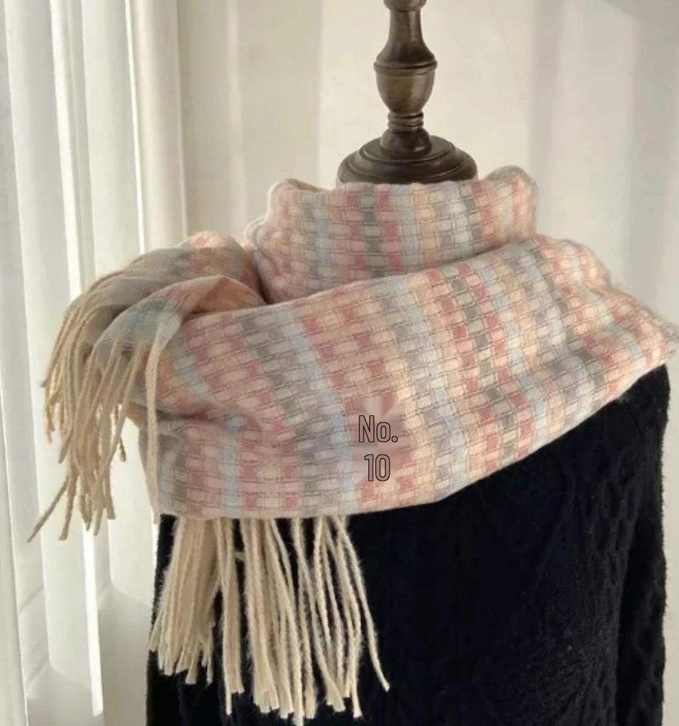 Korean Style Plaid Thickened Winter Shawl Scarf for Women