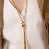 Delicate Tassels Detail Lock Charm Necklace Adding Movement and Graces Adjustable Fit Feminine Elegances Clavicle Chain