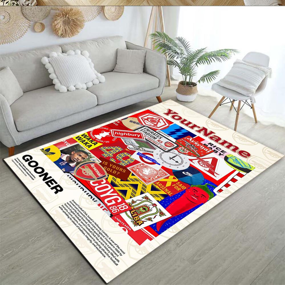 Arsenal Personalized Name Area Rug Perfect for Game Room Balcony Playrooms Entryway Antislip Carpet Anime Office Decor Birthday/Christmas Gift