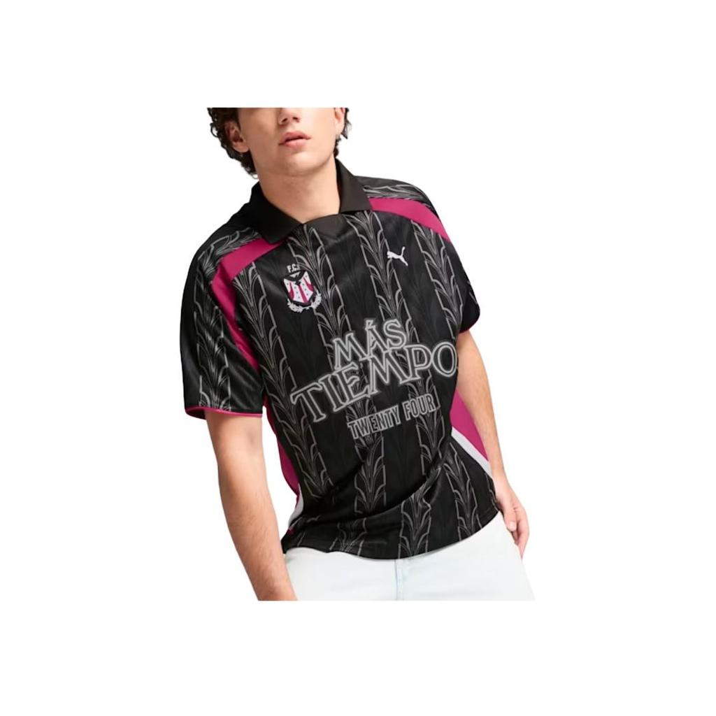 Puma More Time Twenty Four Logo Print Retro Pullover Casual Sports Short Sleeve Football Shirt Men shirts Black 627895-01