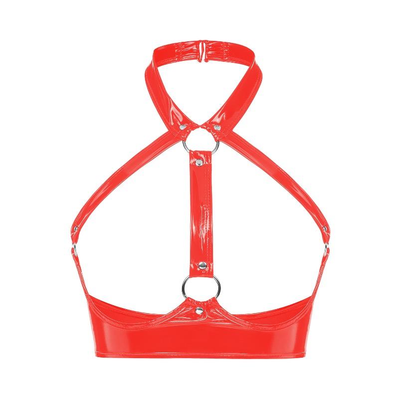 Highlight Patent Leather Sexy Leather Bra Strap Adjustable