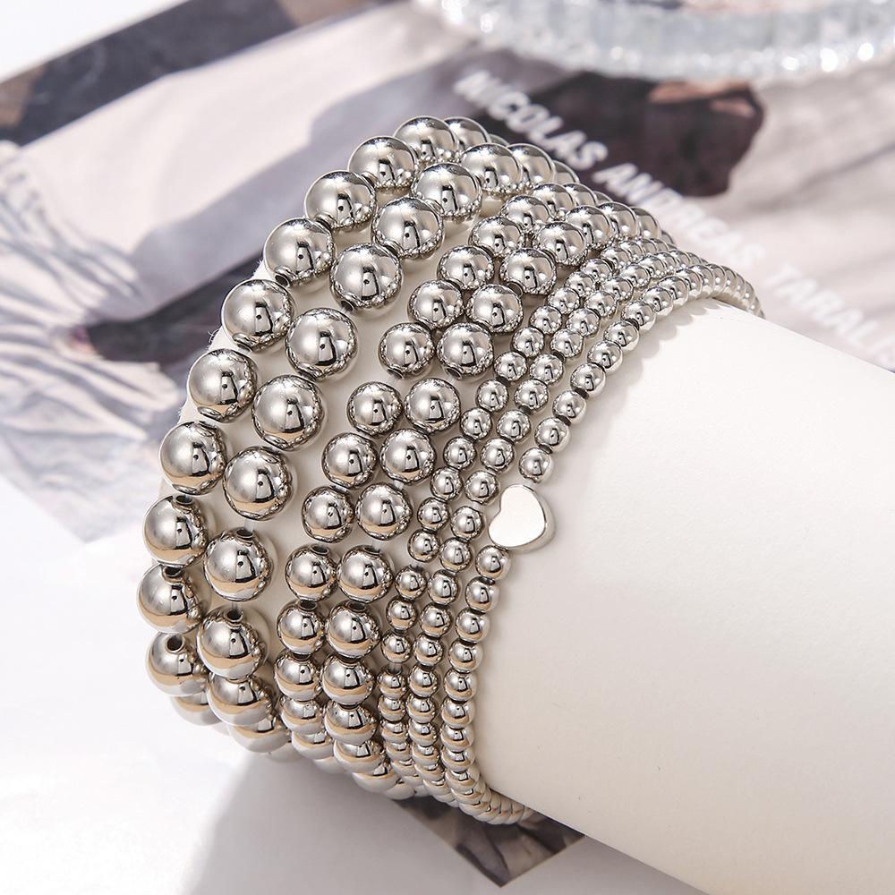 European and American jewelry, simple CCB bracelet 1-piece set, stacked bracelet, fashionable round bead string, bracelet, bracelet, bracelet.