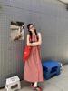 Women's Sweet & Spicy Red Plaid Sleeveless Tank Dress - Spring 2025 Collection, Loose Fit, Single-Breasted, Long Lazy Style