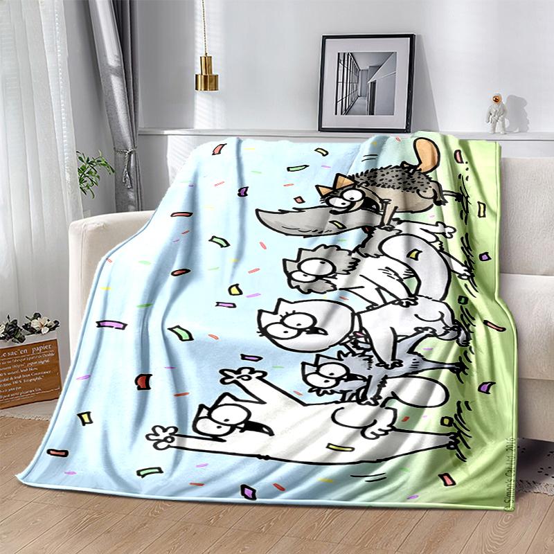 Simon's Cat Flannel Blanket Soft Warm All-Season Throw, Design for Camping, Car Travel, Hiking Sofa, Bed, Office Perfect Gift for Parties