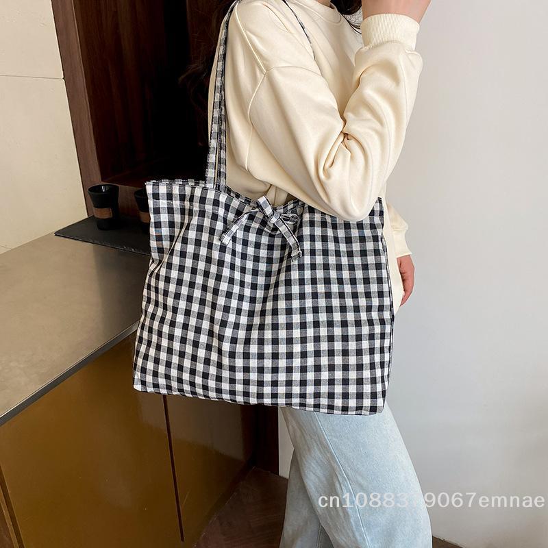 [ZYS]Korean Retro Trendy Plaid Shoulder Bag Versatile Simple Commuting Underarm Bag Large Capacity Shopping Bag Student Handbags