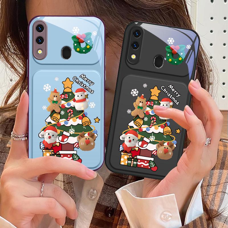 Cartoon Christmas tree For Samsung A73 72 71 A70 56 55 54 A53 52 51 50 42 A35 A34 33 32 31 26 25 24 23 22 30 glass phone case