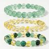 Festive Gifts Green Aventurine Golden Rutilated Quartz And Malachite Beaded Bracelet Set Natural Fashion Jewelry Daily Wear Simple Versatile Accessory