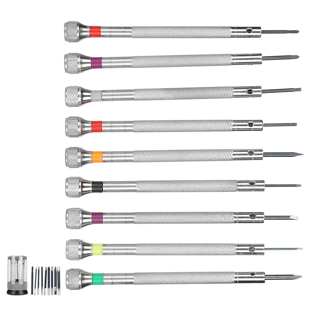 9pcs Watch Screwdrivers Set with Base Alloy Slot Cross Watch Screwdrivers Accessories