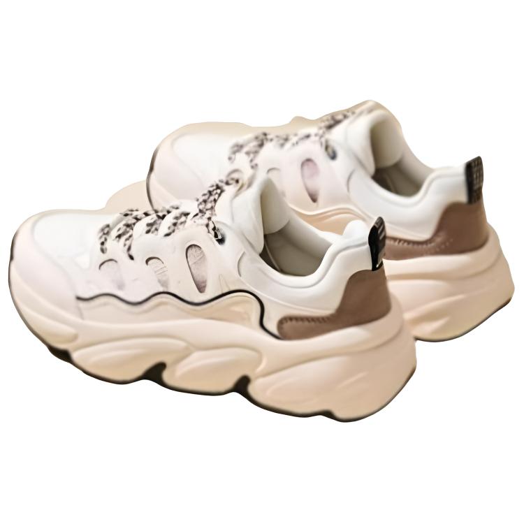 Anta Fashion Trendy Cute Claw Shoes Breathable Lightweight Increased Height Low Top Casual Shoes Women Sneaker White Brown 122538880-2