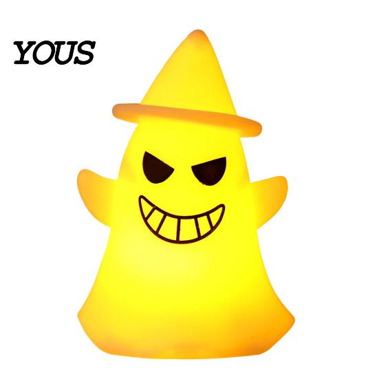 Battery Operated Ghost Light Halloween Witch Hat Light, Spooky LED Decorative Lamp, with Cartoon Night for Holiday Party Decor