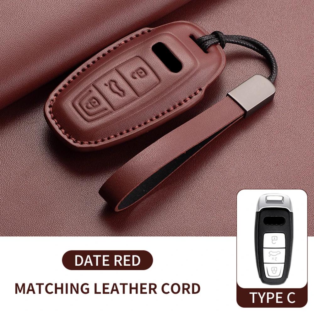 Leder Auto Schlüsselhülle für A4L A5 Q7 TT TTS A3 A4 B9 A6 A7 4K A8 E-tron Q5 Q8 C8 D5 SQ8 Auto Schlüsselanhänger Zubehör