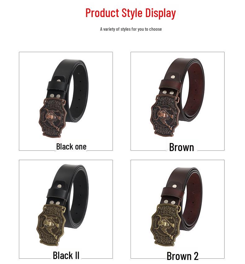 Vintage Bull Head Western Cowboy Men's Leather Belt - Personalized and Stylish