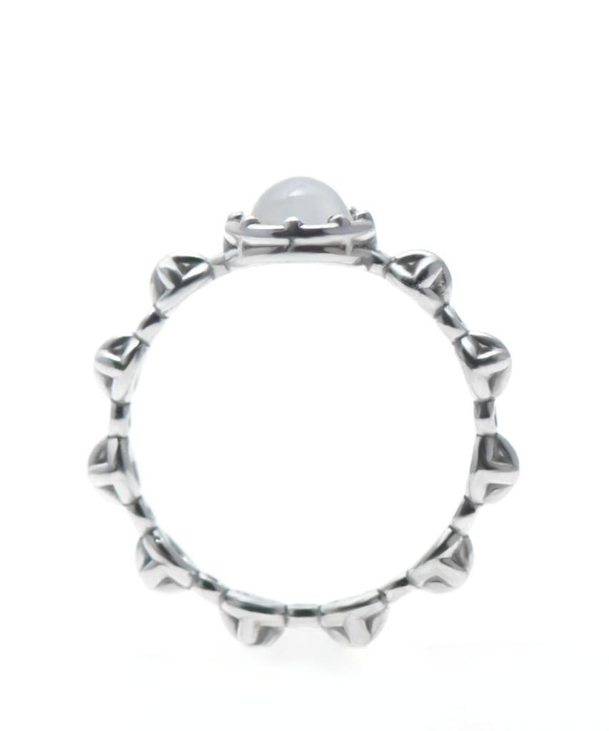 Vivus Round Gemstone White Gold Silver Moonstone Ring