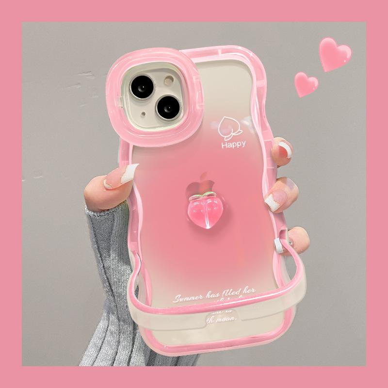 

Применимо к 15 IPhone 14 Smudge Peach Doll 13 Wavy Edge Invisible Double Bracket 11 Women Redmi K40/K40 Pro