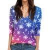 Women's T Shirt CHristmas Print 3/4 Sleeve Daily Weekend Fashion Basic V- Neck Regular Top